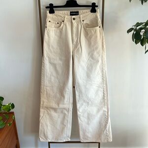 Kooples wide leg jean in cream, size 28